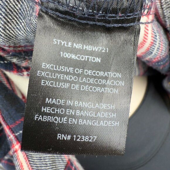 HARVE BENARD Plaid Red White Black & Blue Button Up 3/4 Sleeves Shirt Size XL - Picture 7 of 9